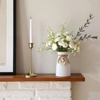DomeStar White Ceramic Vase, 6.3" Tall Small Flower Vase for Pampas Grass, Home, Living Room, Dining Table, Farmhouse, Office Decor, Bedroom, Table, Kitchen Shelf, Minimalist Modern Home Decoration