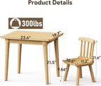 Brelley Solid Wood Kids Table and 2 Chairs Set, Toddler Desk 23.6" L x 19.7" W and Chair Set, Graffiti Desktop, Classroom/Daycare/Home, Children Multi-Activity Table for Ages 2-8