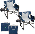 SUNNYFEEL Oversized Camping Directors Chair 2 Pack Portable Foldable Camp Chair for Adults Support 600lbs with Side Pocket and Side Table for Beach, Fishing, Trip, Picnic, Lawn, Outdoor Blue