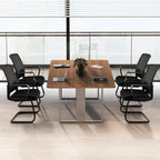 HAPPYGRILL Conference Chair Set of 2, Ergonomic Mid-Back Mesh Office Chair w/Adjustable Lumbar Support, Upholstered Seat & Metal Sled Base, Guest Reception Chairs for Home Office, Waiting Room