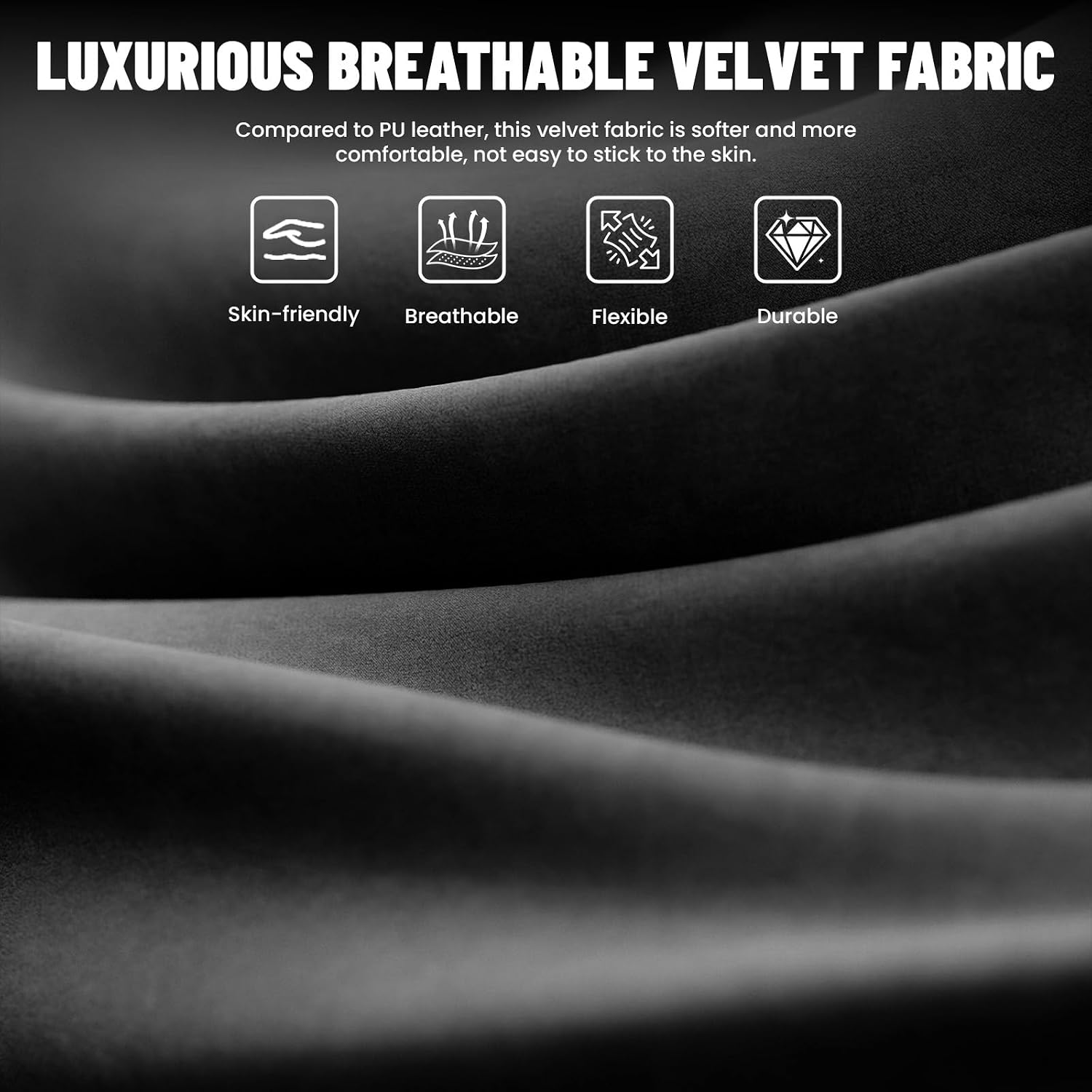 Ferghana Ergonomic Velvet Fabric Gaming Chair with Massage & Footrest, High Back Reclining Racing Computer Chair for Adults, Home Office Gaming Desk Chair, Black
