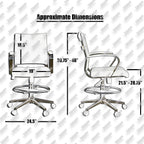2xhome Modern Drafting Chair | Upholstered PU Leather Ribbed Mid Back with Tall Adjustable Base & Leg Rest | Padded Cushion Seat, Tilt Lock, Swivel | Computer Armchair (1, Brown, Drafting)