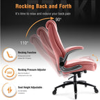 High Back Office Chair- Flip Arms Adjustable Built-in Lumbar Support, Executive Computer Desk Chair Work Chairs, Thick Padded Strong Metal Base Quiet Wheels, Ergonomic Design for Back Pain