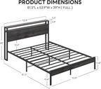 LIKIMIO Full Bed Frame with Headboard, Dark Wood Camas Full with Strong Supports, Sturdy, Noise-Free, No Box Spring Needed, Grey