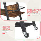 Bestier Coffee Bar Station, Kitchen Island Cart with Storage, Coffee Cart Station with Drawer,Paper Towel Holder and Lockable Wheels, Bar able for Dinning Room Living Room, Rustic Brown