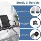 kinbor 3-Seat Waiting Room Chairs with Arms - Modern Reception Bench for Airport, Hospital, Office Lobby - Breathable Mesh & Durable Steel Waiting Area Furniture (Black)