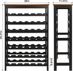 VASMIA 42 Bottles Bamboo Wine Rack,7-Tier Wine Rack Freestanding Floor with Table Top, Wine Storage Shelf for Kitchen Dining Room Bar,Rustic Brown and Black