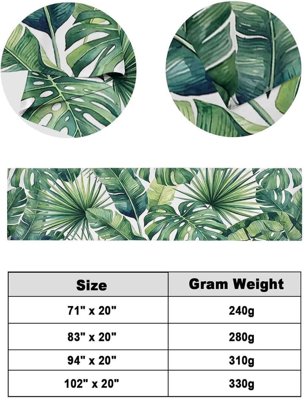 Tropical Monstera Leaves Bed Runners Country Botanical Palm Leaf Green Bed Throws for Foot of Beds, Decorative Bedrunners & Scarves Luxury Bedding End Blanket Protector Slipcover Home, 71"x20"