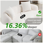 67" Curved Loveseat Sofa for Living Room, Curved Deep Seat Cloud Loveseat with 2 Throw Pillows, Teddy Fabric Modern Loveseat for Small Spaces, White Loveseat, No Assembly Required