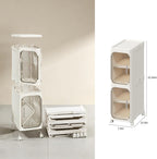 LXLXXL Narrow Storage Cabinet Slim Bathroom Storage Cabinet with Movable Wheels Tall Bathroom Organizer Skinny Cabinet for Small Spaces，2-Tier Beige