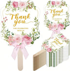 30Pcs Pink Bohemian Folding Hand Fans, Thank You Design Wedding Guest Gifts, Party Favors for Bridesmaids, Tea Party, Church Dance and Decorations