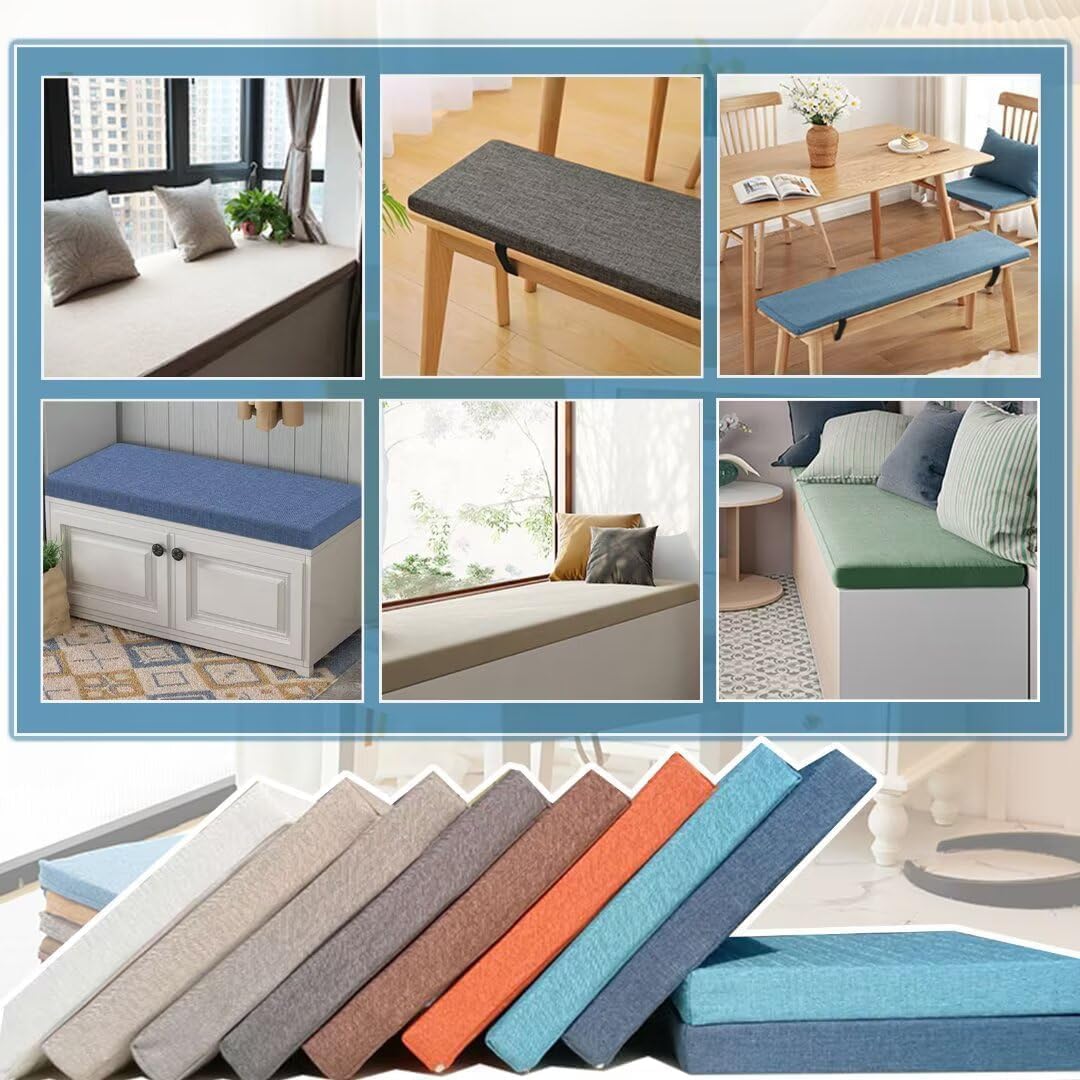 Outdoor Cushions for Garden Furniture 48/52/70.9x9.1x1.2in for Patio Furniture Kitchen or Dinin Bench, Comfortable Bench Seat Mat with Non-Slip Backing(@5,90x40x3cm/35.4x16x1in)