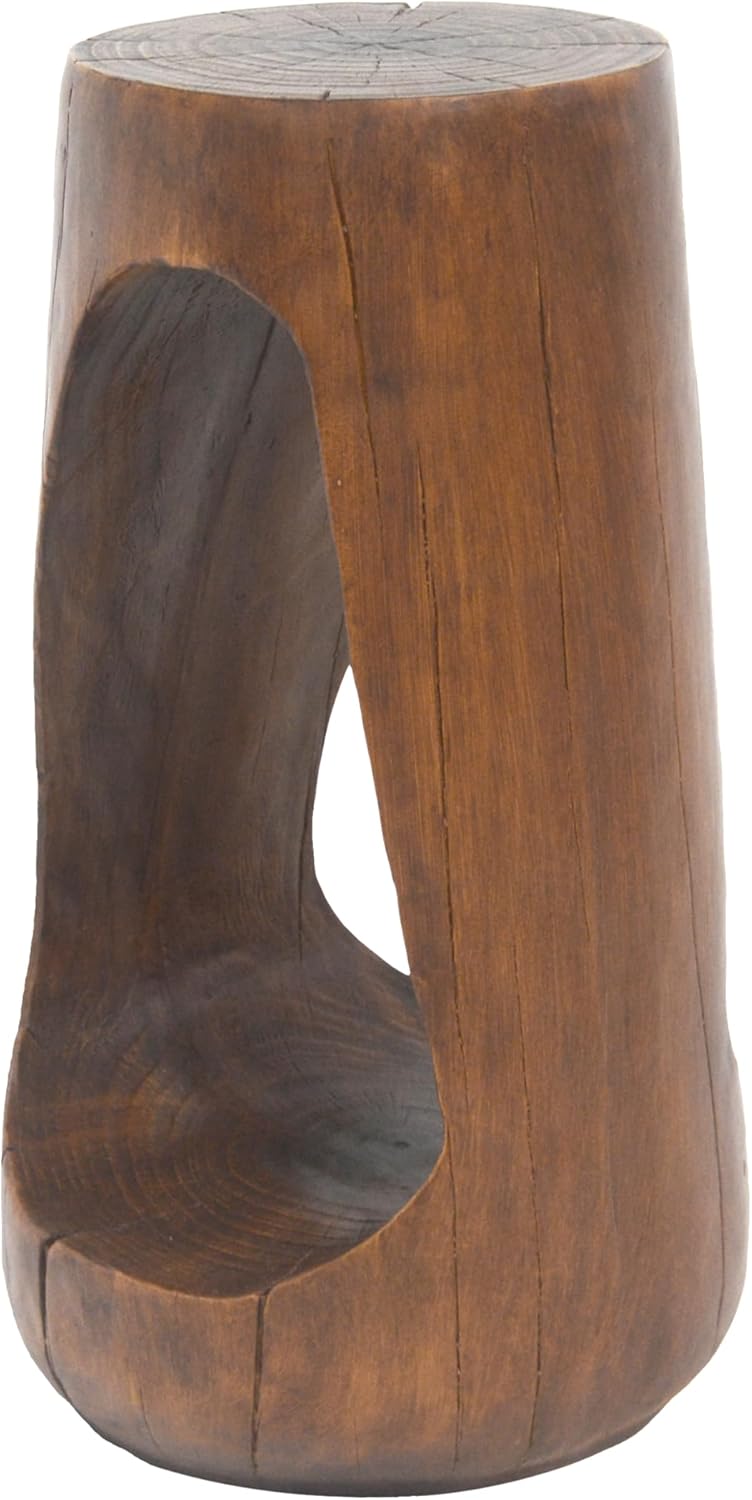 ø11.6'' Side Table End Table for Living Room, Modern Farmhouse Countryside Style, Magnesium Oxide & Lightweight Concrete Material for Indoor & Outdoor, No Assembly, Wood Grain, Antique Brown