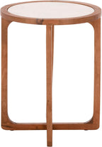 SAFAVIEH Home Collection – Minori Walnut Solid Wood & White Marble Round Top Side Table (ACC5515A)