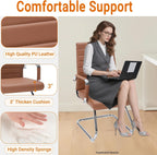 Sidnali Waiting Room Chairs, Office Guest Chair with Sled Base Mid Back for Reception Conference Room, Brown Set of 2