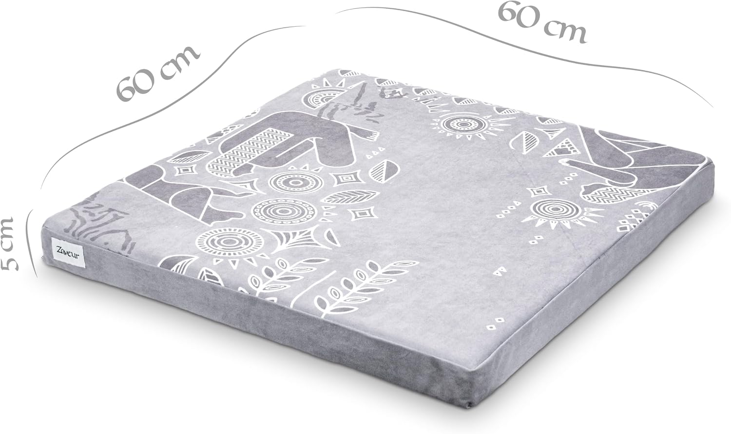 Zaveur Royal Court Meditation Mat With Velvet Cover - 24" x 24" Square Zabuton Thick Yoga Mat - Non Slip Exercise Mat for Home Workout - Thick Foam Exercise Floor Mat for Zafu or Bench