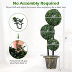 Goplus 3 FT Artificial Boxwood Topiary Tree, Sun-Protective Triple Ball Fake Plants Shrubs, Evergreen Faux Potted Plants for Indoor Outdoor Home Office Front Porch Decor