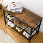 HOOBRO Hall Tree with Bench, Coat Rack Shoe Bench Set, Entryway Shoe Rack with Coat Hooks, Hall Tree Coat Rack, Mud Room, Industrial, for Foyer, Front Door, Rustic Brown BF07MT01
