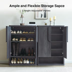 Shoe Cabinet 44" Tall Large Storage Organizer Modern Shoe Rack with Doors & 4 Shelves Minimalist Free Standing 5-Tier Cabinet for Entryway Hallway Living Room,Gray Black,1PC