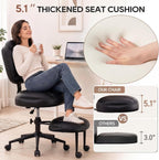 IPKIG Ergonomic Cross Legged Office Chair with Wheels, 360° Swivel Criss Cross Chair with Adjustable Footrest and Backrest for ADHD, Meditation, Yoga, PU Leather, Black