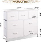 WLIVE 7 Drawer Dresser TV Stand, Dressers for Bedroom, Fabric Storage Tower, Hallway, Entryway, Closets, Sturdy Steel Frame, Wood Top, Easy Pull Handle, White