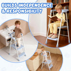 HBTower Kids 2 Steps Step Stool,Toddler Tower for Kitchen Counter Learning,Toddler Kitchen Stool Helper with Anti-Drop Safty Railing Kids Standing Folding Stepper(Blue)