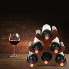 Countertop Wine Rack - 6 Bottle Wooden Wine Rack - Freestanding Wine Bottle Holder Stand - Wine Storage Rack for Cabinet Pantry Bar Kitchen
