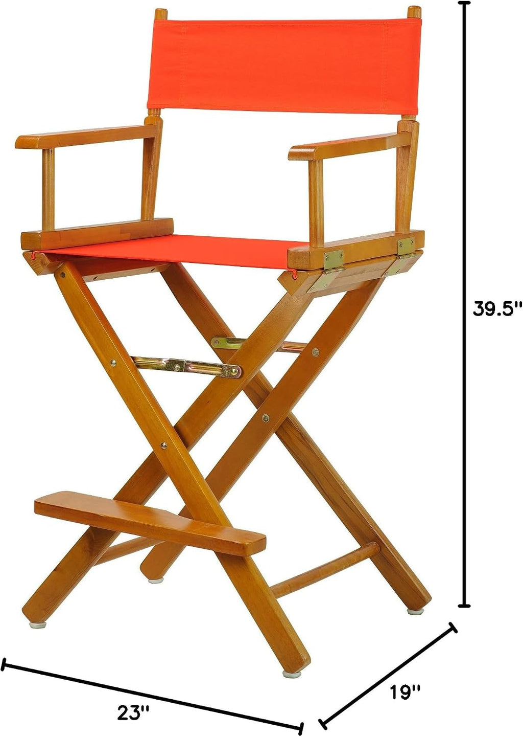 Casual Home Director's Chair ,Honey Oak Frame/Orange Canvas,24" - Counter Height