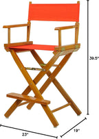 Casual Home Director's Chair ,Honey Oak Frame/Orange Canvas,24" - Counter Height