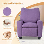 HONEY JOY Kids Recliner with Cup Holder, Chenille Fabric Upholstered Push Back Toddler Sofa w/Storage Pockets, Adjustable Backrest & Footrest, Child Reclining Chair for Ages 3+, Purple