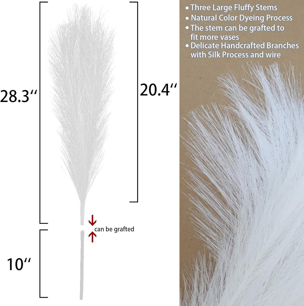 MAKHOT White Pampas Grass Decor Fluffy, Faux Pampass White Small Fake Pampas 30"-5 Pcs Pampass Grass Floral WhiteFlowers Filler for Floor Vases, WhitePampas for Home Vase Decor