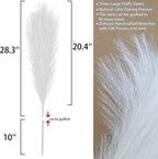 MAKHOT White Pampas Grass Decor Fluffy, Faux Pampass White Small Fake Pampas 30"-5 Pcs Pampass Grass Floral WhiteFlowers Filler for Floor Vases, WhitePampas for Home Vase Decor