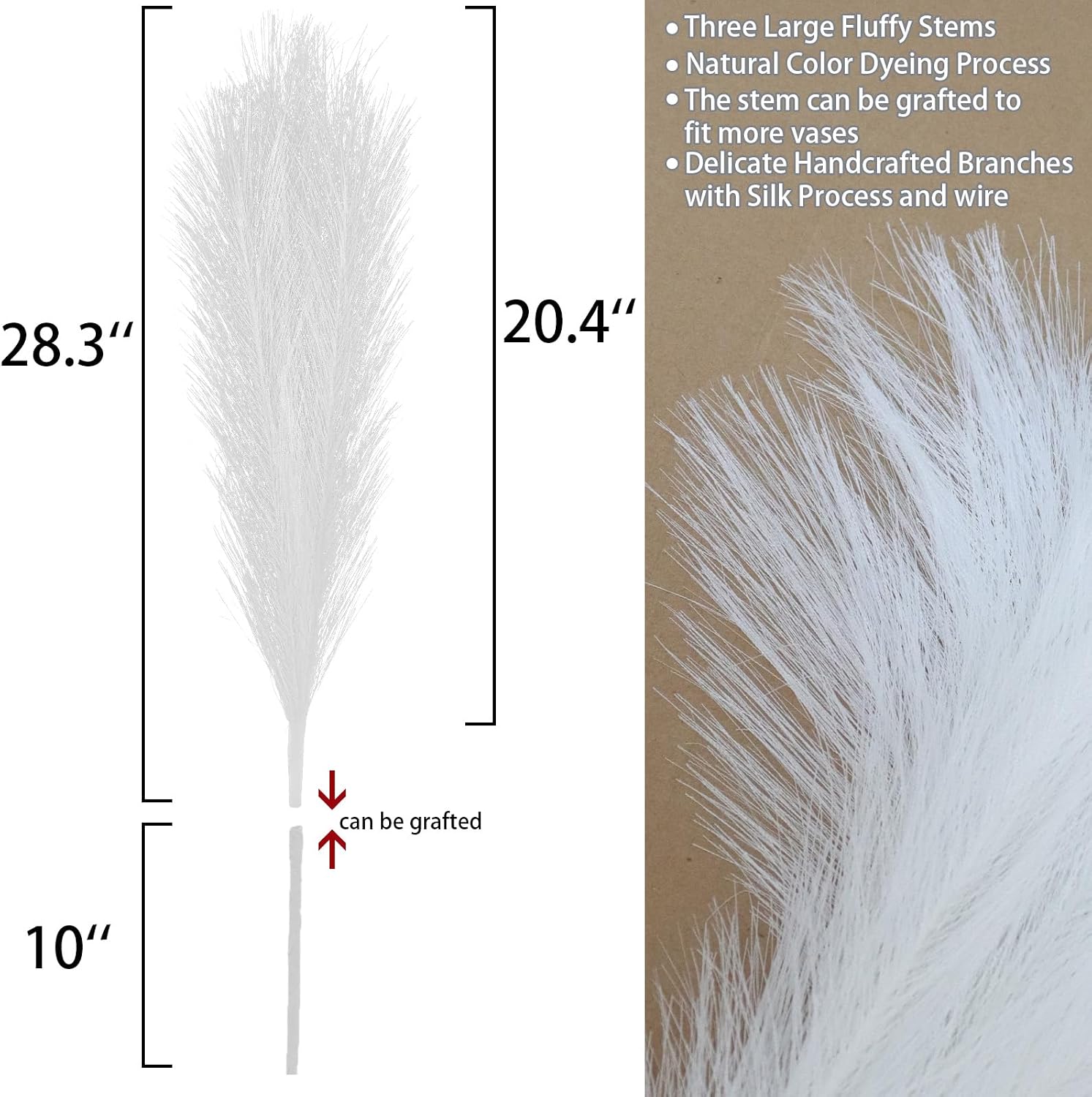 MAKHOT White Pampas Grass Decor Fluffy, Faux Pampass White Small Fake Pampas 30"-5 Pcs Pampass Grass Floral WhiteFlowers Filler for Floor Vases, WhitePampas for Home Vase Decor
