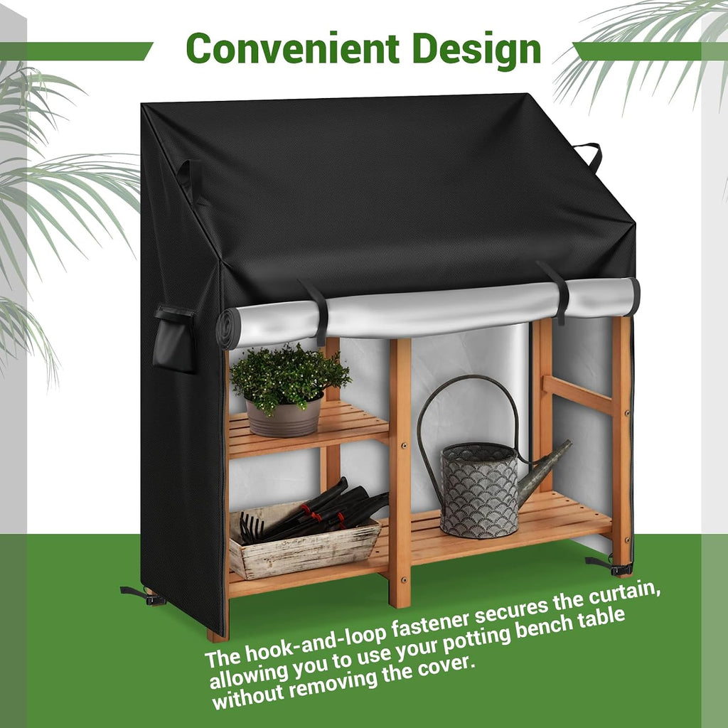 Kasla Potting Bench Cover, Waterproof Cover for Potting Table for Outdoors, Weatherproof Gardening Table for for Outsid Patio Garden Backyard - 47" L×19" W×34/48" H