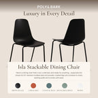Poly & BARK Isla Stackable Dining Chairs Set of 4 – Mid Century Modern Plastic Dining Chair with Metal Legs – Kitchen & Dining Room Chairs – Dining Table Chairs Set – Indoor/Outdoor – Ebony Black