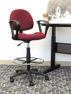 BOSS Office Products Ergonomic Works Drafting Chair with Loop Arms in Burgundy