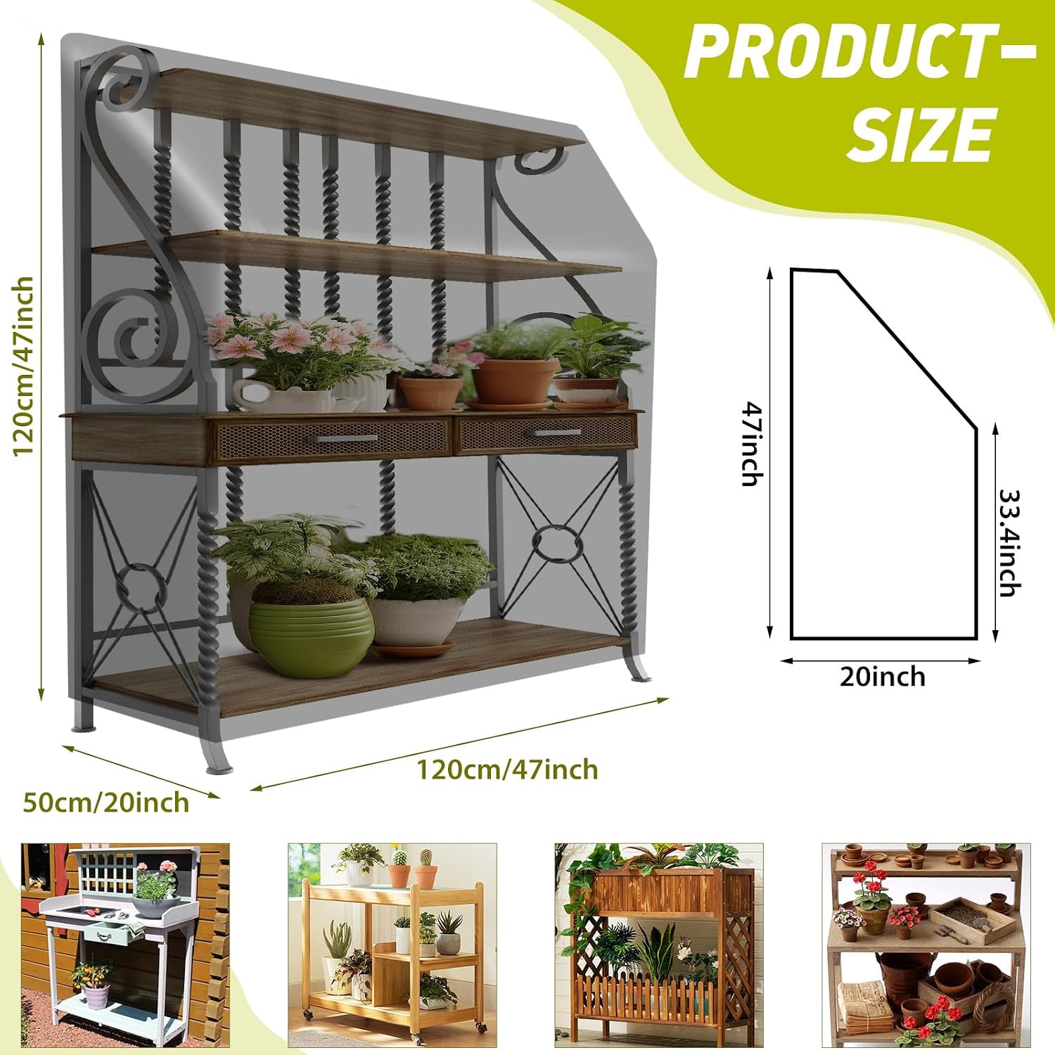 Waterproof Potting Bench Cover for Outdoor Garden Tables, Universal Size for Planting Workbench 600D Oxford Cloth