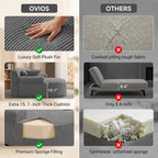 Oversized Chaise Lounge Chair Indoor, Boneless Couch Cloud Chair with 3 Comfy Pillows, Corduroy High-Density Foam Reading Chair, Wide Arms Bed Sleeper Sofa for Living Room Bedroom Relaxing