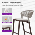 PURPLE LEAF Bar Stool Set of 2 Outdoor Bar Chairs with Footrest Bar Height Stools for Indoor Wicker Coffee Barstools