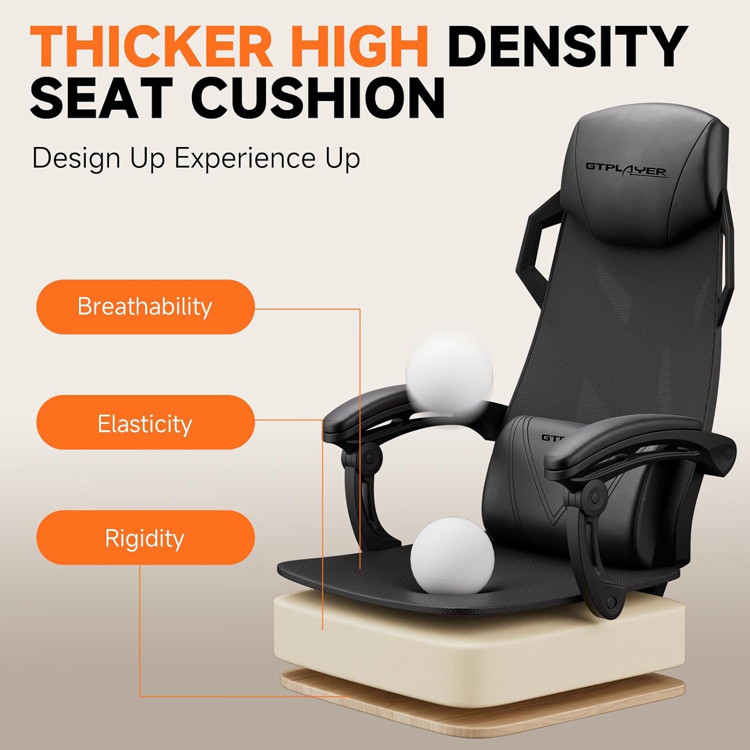 GTPLAYER Computer Chair with Adjustable Footrest, Ergonomic Gaming Chair with Headrest and Lumbar Support, Breathable Mesh Office Chair for Adults, High Back Reclining Desk Chair for Gaming and Office