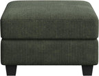 HONBAY Modern Corduroy Ottoman Module Sofa, 28.4 Inch Square Ottoman Bench with Storage, Green