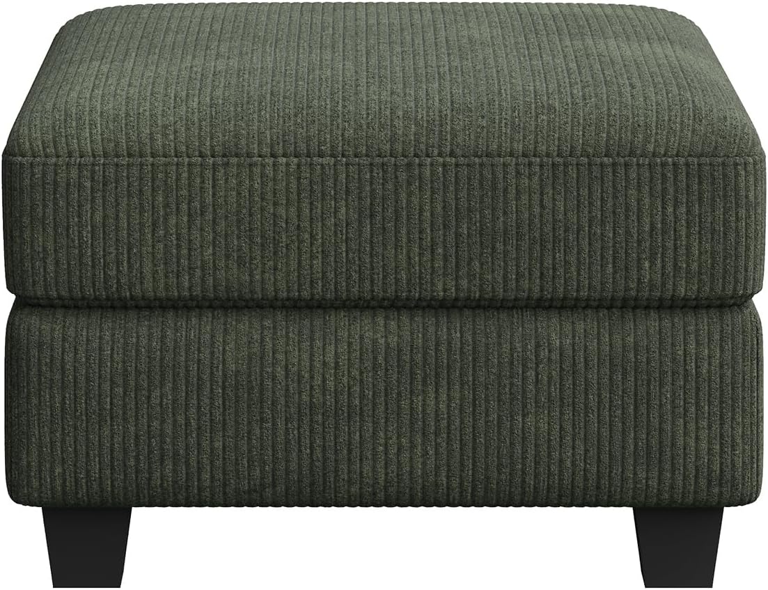 HONBAY Modern Corduroy Ottoman Module Sofa, 28.4 Inch Square Ottoman Bench with Storage, Green