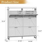 Wodeer Shoe Cabinet Storage for Entryway, Shoe Storage Cabinet with 6 Flip Drawers, Freestanding Narrow Shoe Rack Organizer with Metal Legs, Adjustable Shelves & Open Storage for Foyer, Hallway, White