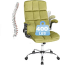 Comfy Green Office Chair with Flip up Arms for Women, Height Adjustable Fabric Swivel Rocking Chair, Velvet Office Desk Chairs Makeup Vanity Chair with Back and Wheels