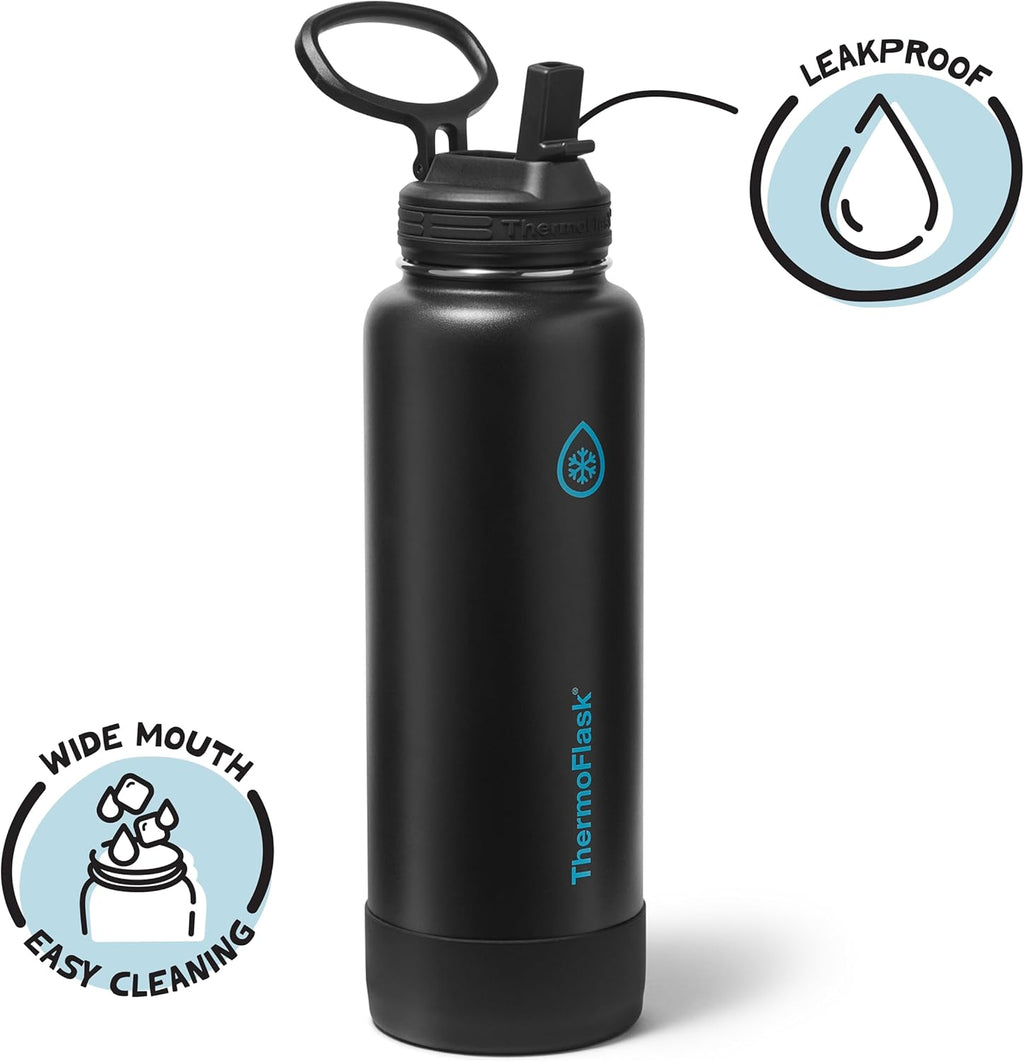 ThermoFlask Insulated Water Bottle with Spout Lid (40 oz, Electric Eclipse) - Leakproof, Stainless Steel Water Bottle for Cold & Hot Drinks, Travel & Daily Hydration