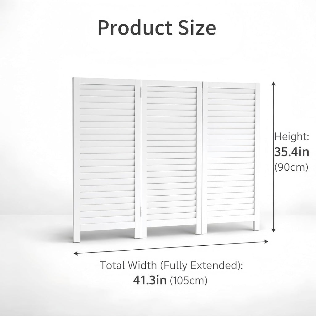 Wooden White Partition Panel Set, Modern Decorative Privacy Divider for Indoor Entryway, Bedroom, Apartment