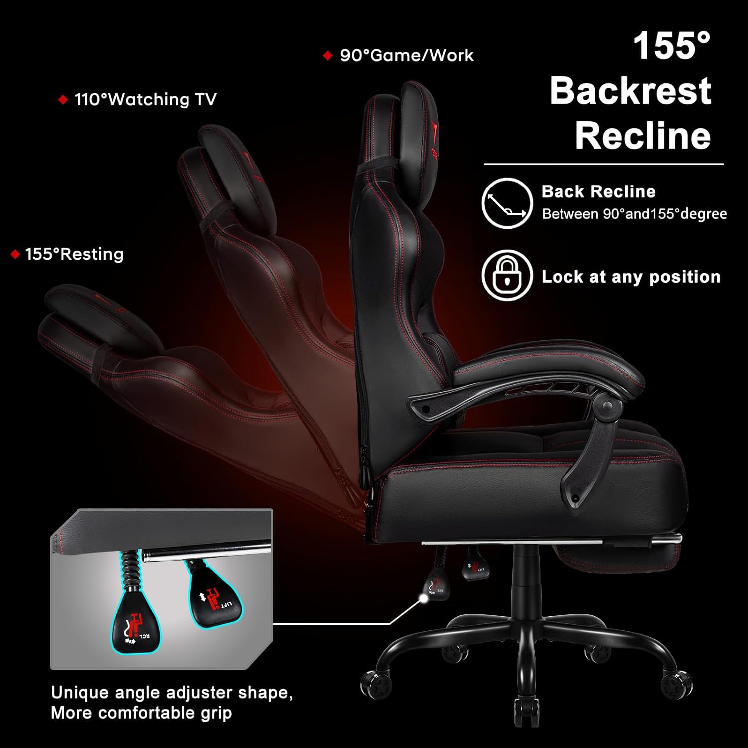 VITESSE Big and Tall Gaming Chair 400lb Capacity with Footrest, Racing-Style High Back Video Game Chair for Adults, PU Leather Computer Chair with Oversized Headrest for Gaming and Work