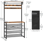 HOOBRO Hall Tree with Bench, Entryway Coat Rack with Shoe Rack, 39.4" Shoe and Coat Rack, 5 Tier Shoe Storage Organizer with Oxford Fabric Side Pockets, Adjustable Mesh Shelves, Rustic Brown BF76MT01