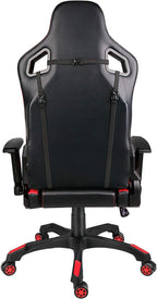 Leopard Gaming Chair, High Back PU Leather Office Chair, Adjustable Video Gaming Chairs, Swivel Racing Chair with Adjustable Armrest (Black/Red)