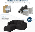 Modular Sleeper Sofa Couch Modern Sectional Couches for Living Room - 79" L-Shaped Boneless Cloud Couch - Easy Assembly Corduroy Convertible Sponge Compression Sofas with Chaise for Home House(Black)